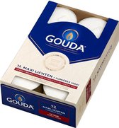 Gouda - maxi theelichten -10 uur in doos - 12 stuks wit