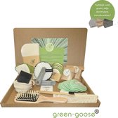 green-goose® Duurzaam Verzorgingspakket Nile | 12-delig | 15 Herbruikbare Wattenschijfjes | Gezichtreinigingsdoek | Mega Pad | Massage Haarborstel | Bamboe Wattenstaafjes | Bamboe