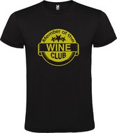 Zwart T shirt met "Member of the Wine Club " print Goud size L