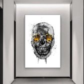 Wallyard - Glasschilderij Grey Skull - Wall art - Schilderij - 60x90 cm - Premium glass - Incl. muur bevestiging