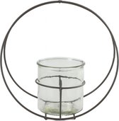 LuxuryLiving - Bloempothouder - Bloempot op standaard - Potdiameter: 11 cm - Zink/glas - Grijs