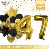 Cijfer Ballon 47 Jaar Black & Gold Boeket * Hoera 47 Jaar Verjaardag Decoratie Set van 15 Ballonnen * 80 cm Verjaardag Nummer Ballon * Snoes * Verjaardag Versiering * Kinderfeestje