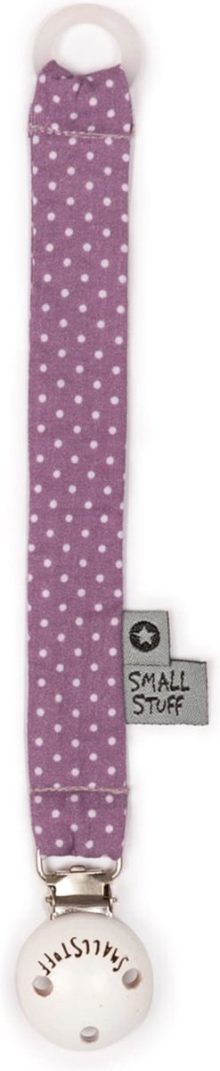 Goedkoopste Smallstuff Fopspeenketting-speenkoord-paars-oud roze met stippen-22 cm