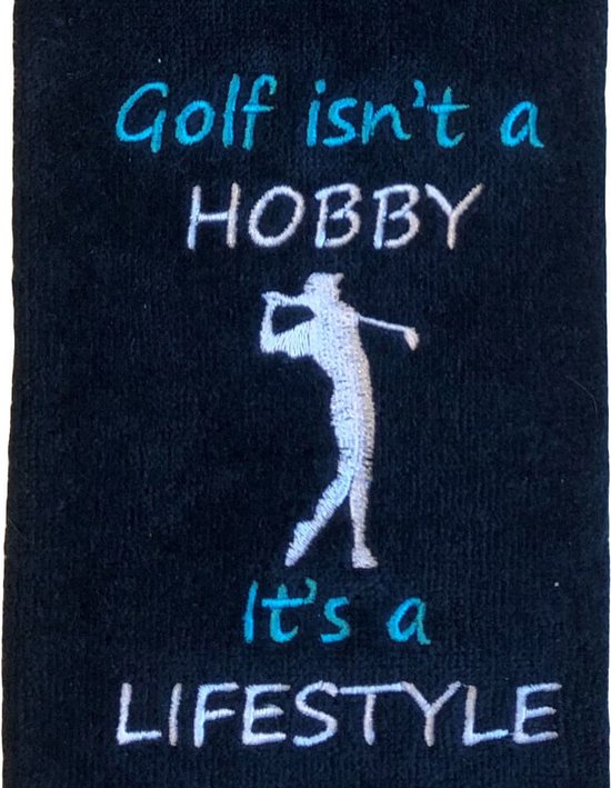 Nova Golf 'Golf Isn't A Hobby It's A Lifestyle' Golfhanddoek - Zwart van Nova Golf — afbeelding 2