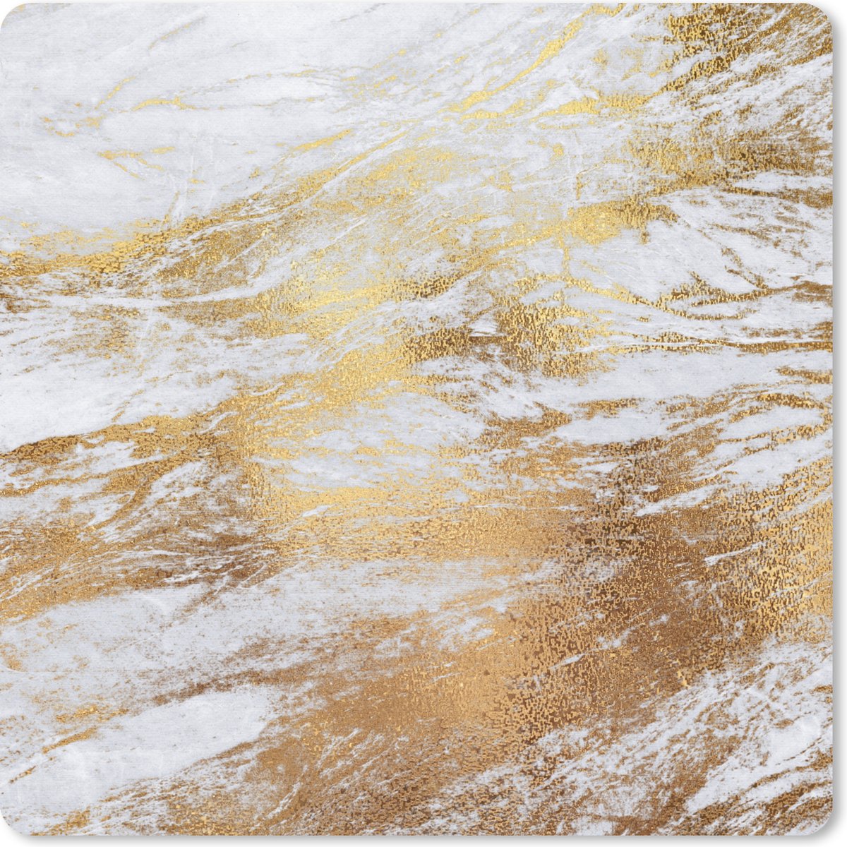 Muismat 30x30 cm - Mousepad Marmer - Patronen - Goud - Wit - Muismatten
