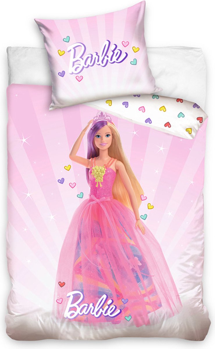 Barbie Princess Dekbedovertrek - Katoen - Eenpersoons - 140x200 cm - Roze