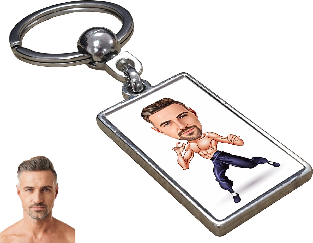 Karate Karikatuur - Gepersonaliseerde Karikatuur Sleutelhanger met Jouw Foto - Cadeau - Verjaardag - Kerst - Kado - Valentijn - Vaderdag - Vaderdag cadeautje - Vaderdag cadeau voor papa - Gepersonaliseerd Cadeau