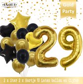 Cijfer Ballon 29 Jaar Black & Gold Boeket * Hoera 29 Jaar Verjaardag Decoratie Set van 15 Ballonnen * 80 cm Verjaardag Nummer Ballon * Snoes * Verjaardag Versiering * Kinderfeestje