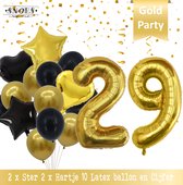 Cijfer Ballon 29 Jaar Black & Gold Boeket * Hoera 29 Jaar Verjaardag Decoratie Set van 15 Ballonnen * 80 cm Verjaardag Nummer Ballon * Snoes * Verjaardag Versiering * Kinderfeestje* Tienerfeestje * Thema * Zwart/Goud * Nummer Ballon 29 * Back & Gold