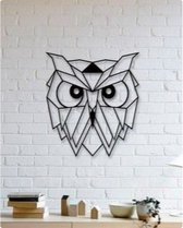 Uil 2D Muur Decoratie - 36 x 35 - 3D Geprint - Wand Decoratie - Geometrisch - PLA - Hoogwaardige Kwaliteit - Zwart - Gerecycled - Wonen - Cadeau - Paarden - Dieren - Kerst - Home - Deco - Wal