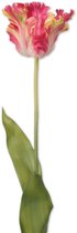 Viv! Home Luxuries Tulp Papegaai - zijden bloem - roze - 71cm - Topkwaliteit
