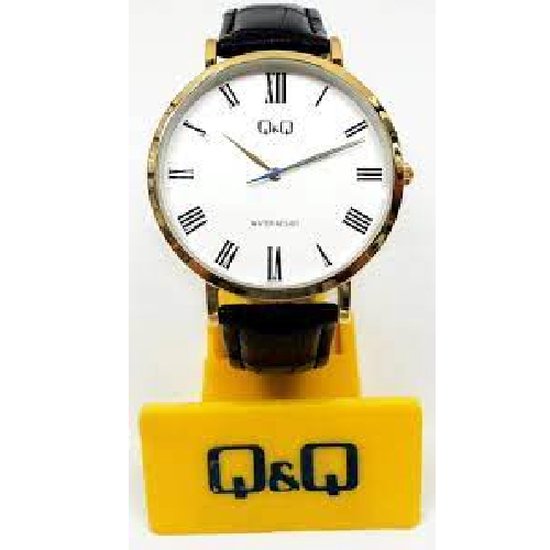 Q&Q BY CITIZEN model QA20j107y -herenhorloge - zwart lederen band -en romeinse cijfers