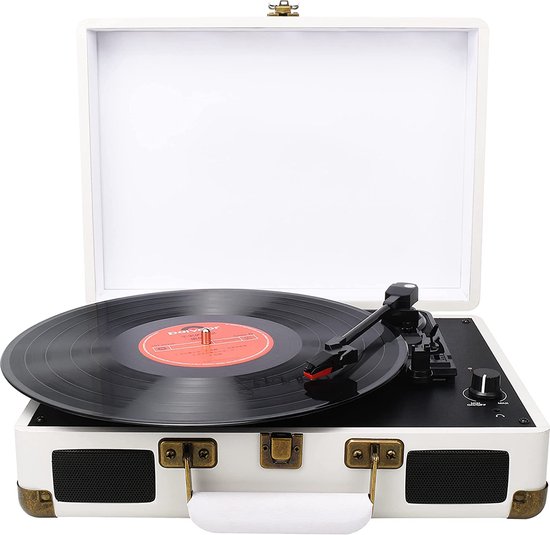 DIGITNOW! Belt-Drive 3-speed draagbare stereo platenspeler met ingebouwde luidsprekers, ondersteunt RCA-uitgang / 3,5 mm Aux-In / hoofdtelefoonaansluiting / MP3, mobiele telefoons muziekweergave — afbeelding 5