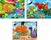 Sorprese Puzzel – 3 paar – kinderpuzzel – dinosaurus – 40 stukjes – leerzame puzzels - Cadeau
