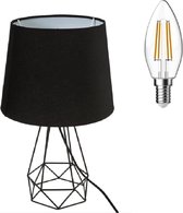 Atmosphera Tafellamp metaaldraad h35 zwart met LED lampje Diamant