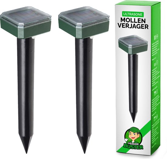 VerminBuster Mollenverjager 2 stuks - Ultrasone Mollenbestrijding op Zonne-Energie - Muizenverjager