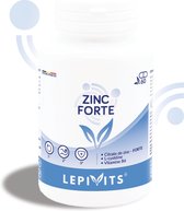 Zinc Forte | 60 plantaardige capsules | Zinkcitraat + cysteïne + vitamine B6 | Made in Belgium | LEPIVITS