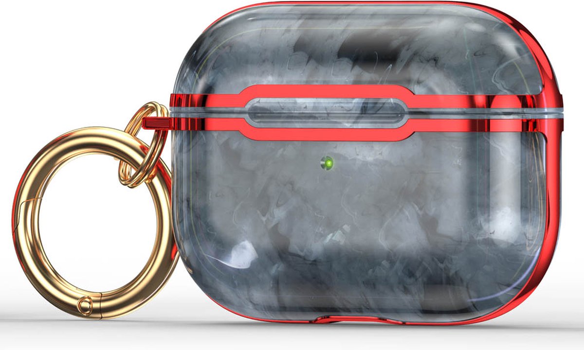 Case cover - Apple Airpods 3 - grijs rood - siliconen marmer patroon