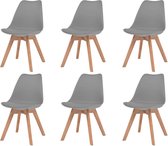 6 Moderne kunststof eetkamerstoelen stoelen met zachte lederen zitting - grijs - grey - ergonomische kuipstoelen - Palerma Design - ergonomisch - stoel - zetel - zacht - leer - woo