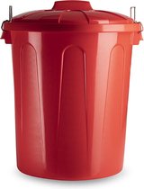 LuxuryGadgets - Prullenbak - Afvalemmer - Rond - Rood - 50 Liter- Duurzaam