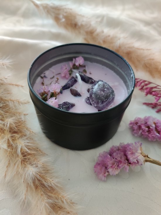 Casa Cahya Bergamot Kristallen and Droge bloemen | Blik | Aroma | Luxe Kaars | Decoratief | Soja Wax | Geurend