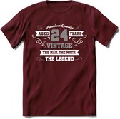 24 Jaar Legend T-Shirt | Zilver - Wit | Grappig Verjaardag en Feest Cadeau | Dames - Heren - Unisex | Kleding Kado | - Burgundy - L