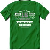 15 Jaar Legend T-Shirt | Zilver - Wit | Grappig Verjaardag en Feest Cadeau | Dames - Heren - Unisex | Kleding Kado | - Donker Groen - XL