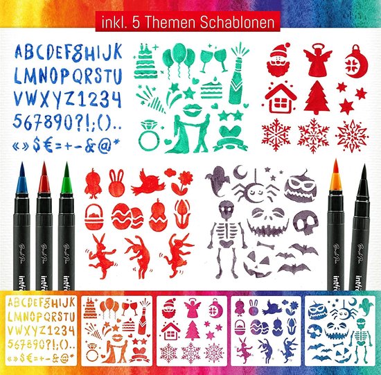 Feutres Pinceaux， Lot de 20 Stylos Aquarelle avec Pointe en Nylon Flexible  pour Livres de Coloriage, Calligraphie, Dessin, écriture