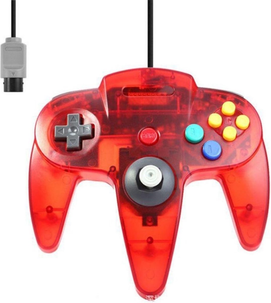 Swapin© - N64 Controller - Nintendo 64 accessoire - Doorzichtig Rood - 1,6m