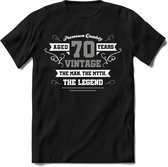 70 Jaar Legend T-Shirt | Zilver - Wit | Grappig Verjaardag en Feest Cadeau | Dames - Heren - Unisex | Kleding Kado | - Zwart - M