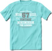 57 Jaar Legend T-Shirt | Zilver - Wit | Grappig Verjaardag en Feest Cadeau | Dames - Heren - Unisex | Kleding Kado | - Licht Blauw - S