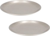 Set van 2x stuks rond kaarsenbord/kaarsenplateau zilver hout 28 cm - Onderborden voor kaarsen op tafel