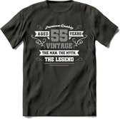 55 Jaar Legend T-Shirt | Zilver - Wit | Grappig Verjaardag en Feest Cadeau | Dames - Heren - Unisex | Kleding Kado | - Donker Grijs - XL