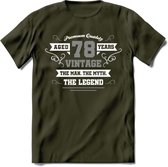 78 Jaar Legend T-Shirt | Zilver - Wit | Grappig Verjaardag en Feest Cadeau | Dames - Heren - Unisex | Kleding Kado | - Leger Groen - S