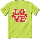 Love - Valentijn T-Shirt | Grappig Valentijnsdag Cadeautje voor Hem en Haar | Dames - Heren - Unisex | Kleding Cadeau | - Groen - XL
