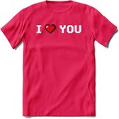 I Love You - Valentijn T-Shirt | Grappig Valentijnsdag Cadeautje voor Hem en Haar | Dames - Heren - Unisex | Kleding Cadeau | - Roze - XXL
