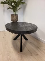 Zita Home - Salontafel Anne - volledig zwart - ovaal 120cm lang mangohout met matrix poot 80cm breed metaal frame