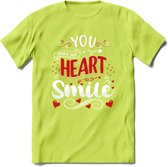You Make My Heart Smile - Valentijn T-Shirt | Grappig Valentijnsdag Cadeautje voor Hem en Haar | Dames - Heren - Unisex | Kleding Cadeau | - Groen - L
