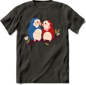 Lovebirds - Valentijn T-Shirt | Grappig Valentijnsdag Cadeautje voor Hem en Haar | Dames - Heren - Unisex | Kleding Cadeau | - Donker Grijs - S