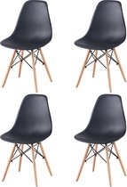 Kamyra® Set van 4 Kuipstoelen - Kuipstoel, Kuipzetel, Eetkamerstoel - Comfortabel, Stijlvol & Duurzaam - Hout & Kunststof - Zwart