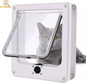 Pet Friendz – Kattenluik Wit met Tunnel – 27 x 24 cm – 4 Vergrendelingsstanden – Weerbestendig - Maat L