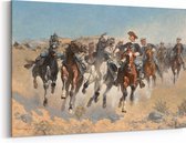 Schilderij op Canvas - 60 x 40 cm - Paarden - Kunst - Frederic Remington - Wanddecoratie - Muurdecoratie - Slaapkamer - Woonkamer