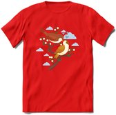 Lovebirds - Valentijn T-Shirt | Grappig Valentijnsdag Cadeautje voor Hem en Haar | Dames - Heren - Unisex | Kleding Cadeau | - Rood - XL