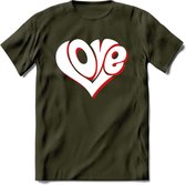 Love - Valentijn T-Shirt | Grappig Valentijnsdag Cadeautje voor Hem en Haar | Dames - Heren - Unisex | Kleding Cadeau | - Leger Groen - XXL