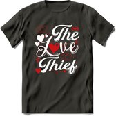 The Love Thief - Valentijn T-Shirt | Grappig Valentijnsdag Cadeautje voor Hem en Haar | Dames - Heren - Unisex | Kleding Cadeau | - Donker Grijs - S