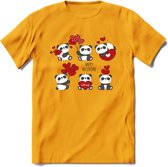 Liefdes Panda's - Valentijn T-Shirt | Grappig Valentijnsdag Cadeautje voor Hem en Haar | Dames - Heren - Unisex | Kleding Cadeau | - Geel - S