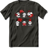 Liefdes Panda's - Valentijn T-Shirt | Grappig Valentijnsdag Cadeautje voor Hem en Haar | Dames - Heren - Unisex | Kleding Cadeau | - Donker Grijs - 3XL