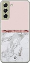Samsung S21 FE hoesje siliconen - Rose all day | Samsung Galaxy S21 FE case | grijs | TPU backcover transparant