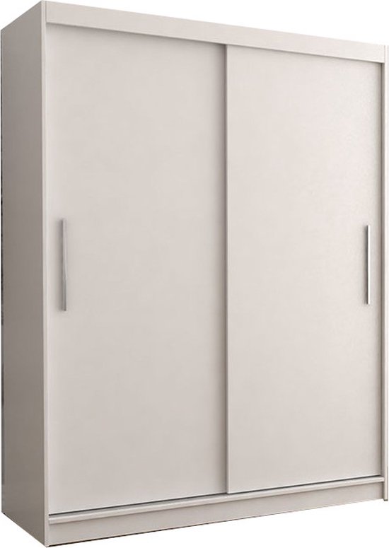 E-MEUBILAIR Zweefdeurkast Kledingkast Garderobekast met planken en kledingstang - 150x61x200 cm (BxDxH) - LARA 04 (Sonoma+Wit)