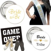 14-delige Vrijgezellenfeest set Bride Tribe met buttons, sjerp en armbanden - bride to be - vrijgezellen party -sjerp - button - trouwen